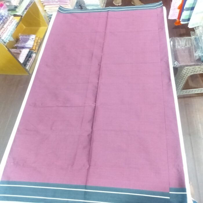 Cotton Lungi – Premium Solid Color with Border - Image 3